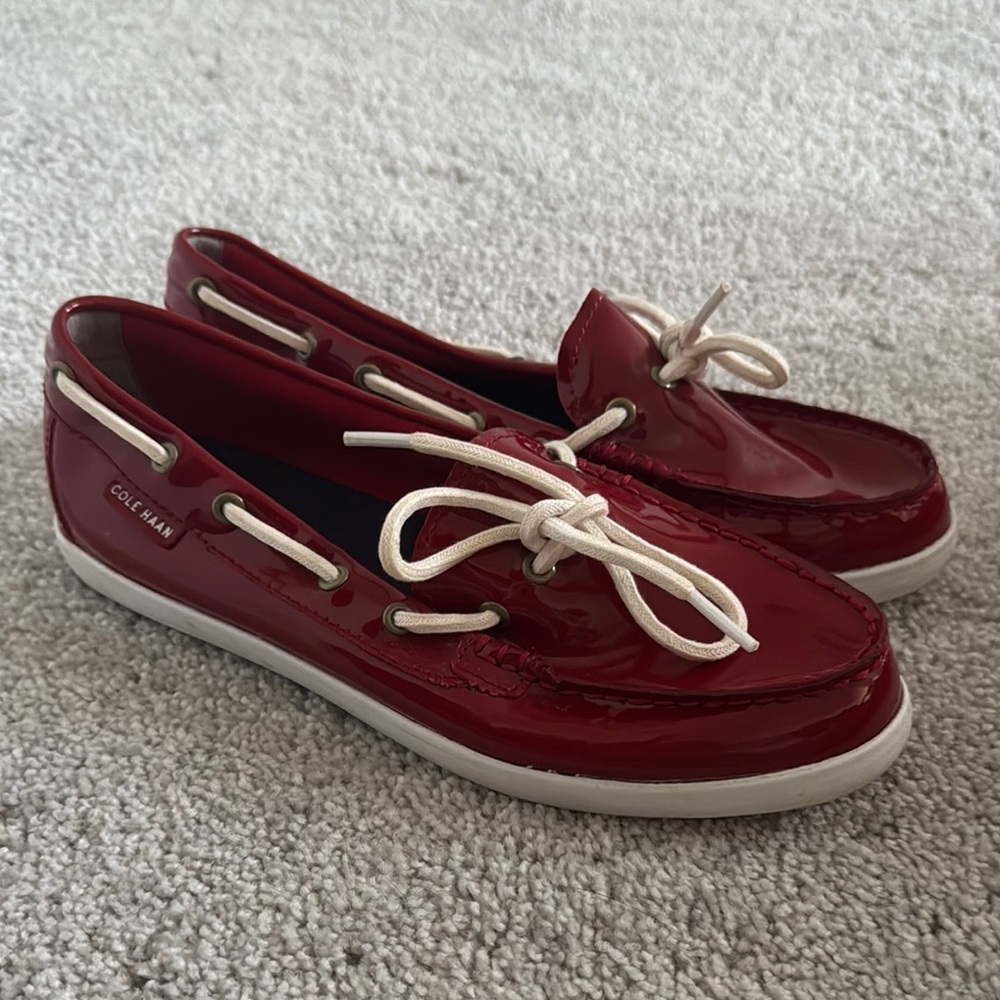 Cole Haan Women's Patent Leather Loafer Shoes, Red - Size 7